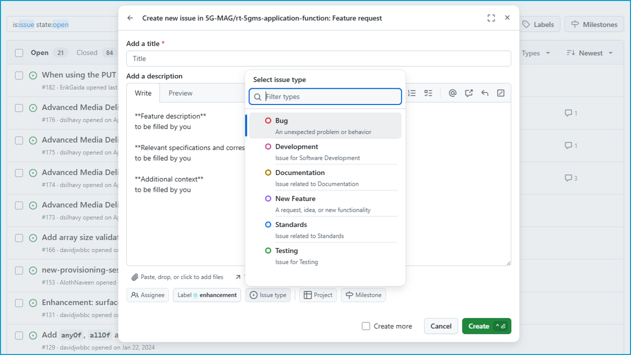 Issue sidebar showing label and project assignment controls