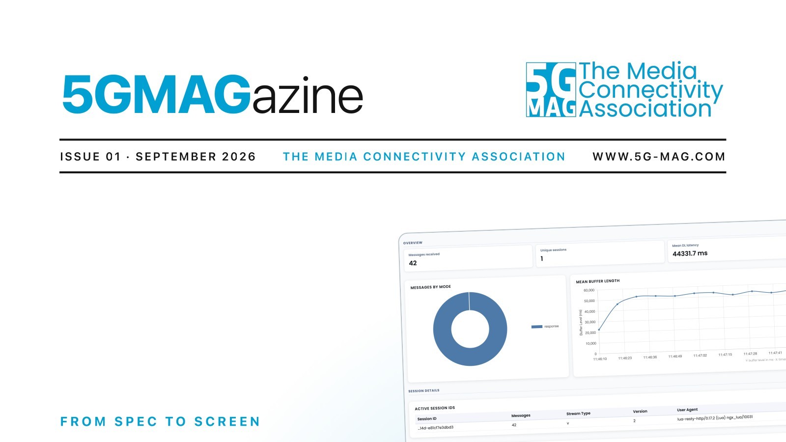 5GMAGazine, Issue 01, September 2026 cover: 'From Spec to Screen — Release 19: Advanced Media Delivery'