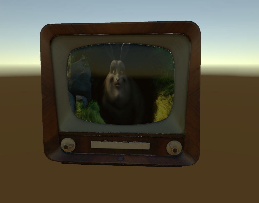 A CRT television set playing a movie inside a 3D scene