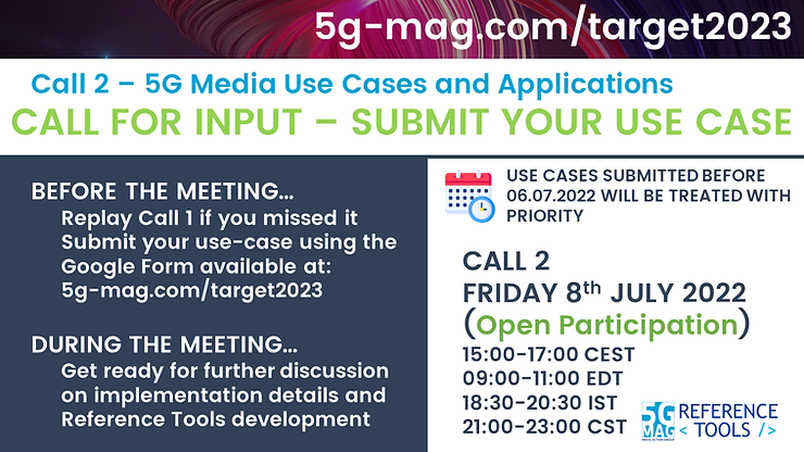 Target 2023 — Call 2: 5G Media Use Cases and Applications
